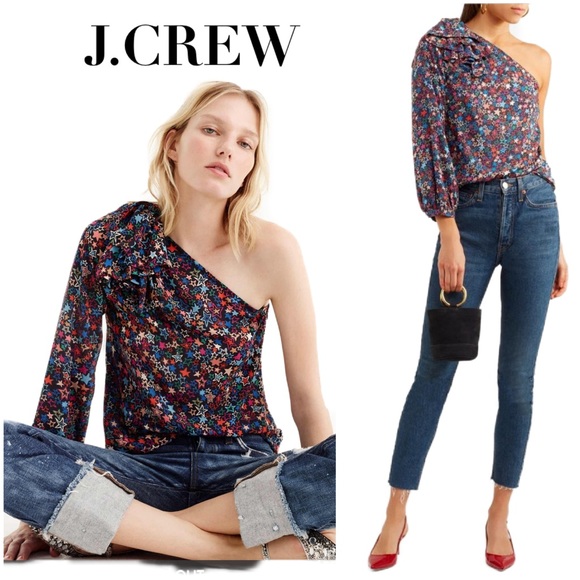 J. Crew Tops - 🆕J.Crew Kaleidoscope Star Black One Shoulder